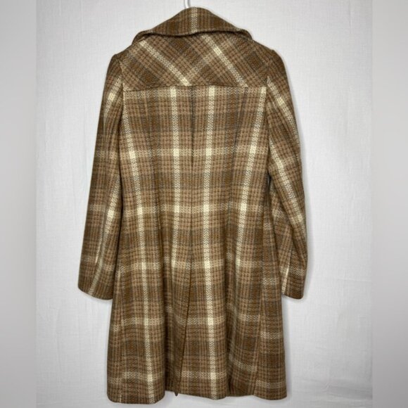 United Colors Of Benetton Double Breasted Pea Coat Sz S Plaid Wool Boho 70’s - Picture 14 of 15